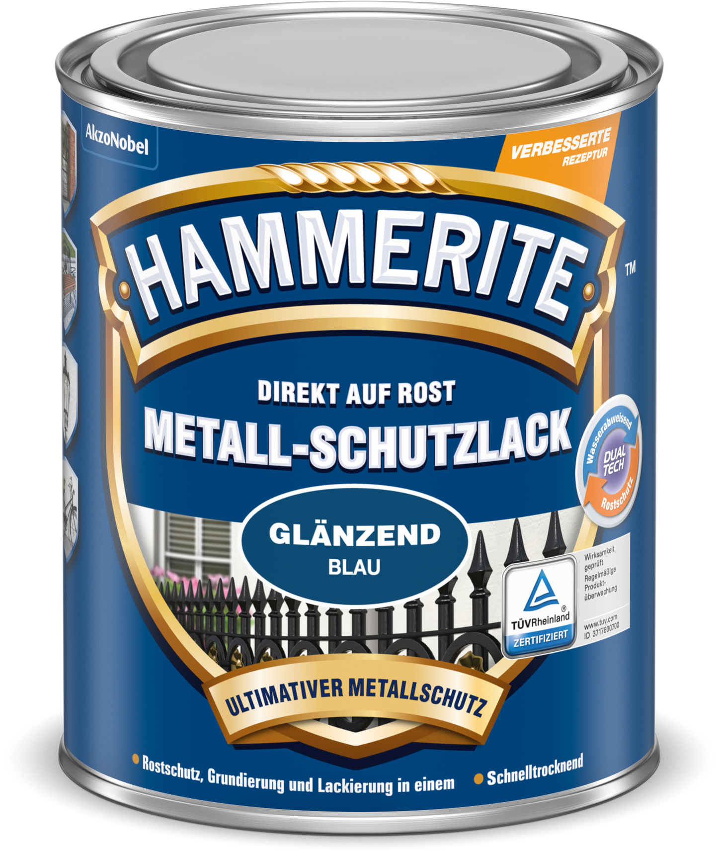 Hammerite Metall-Schutzlack 250ml | Blau glänzend 