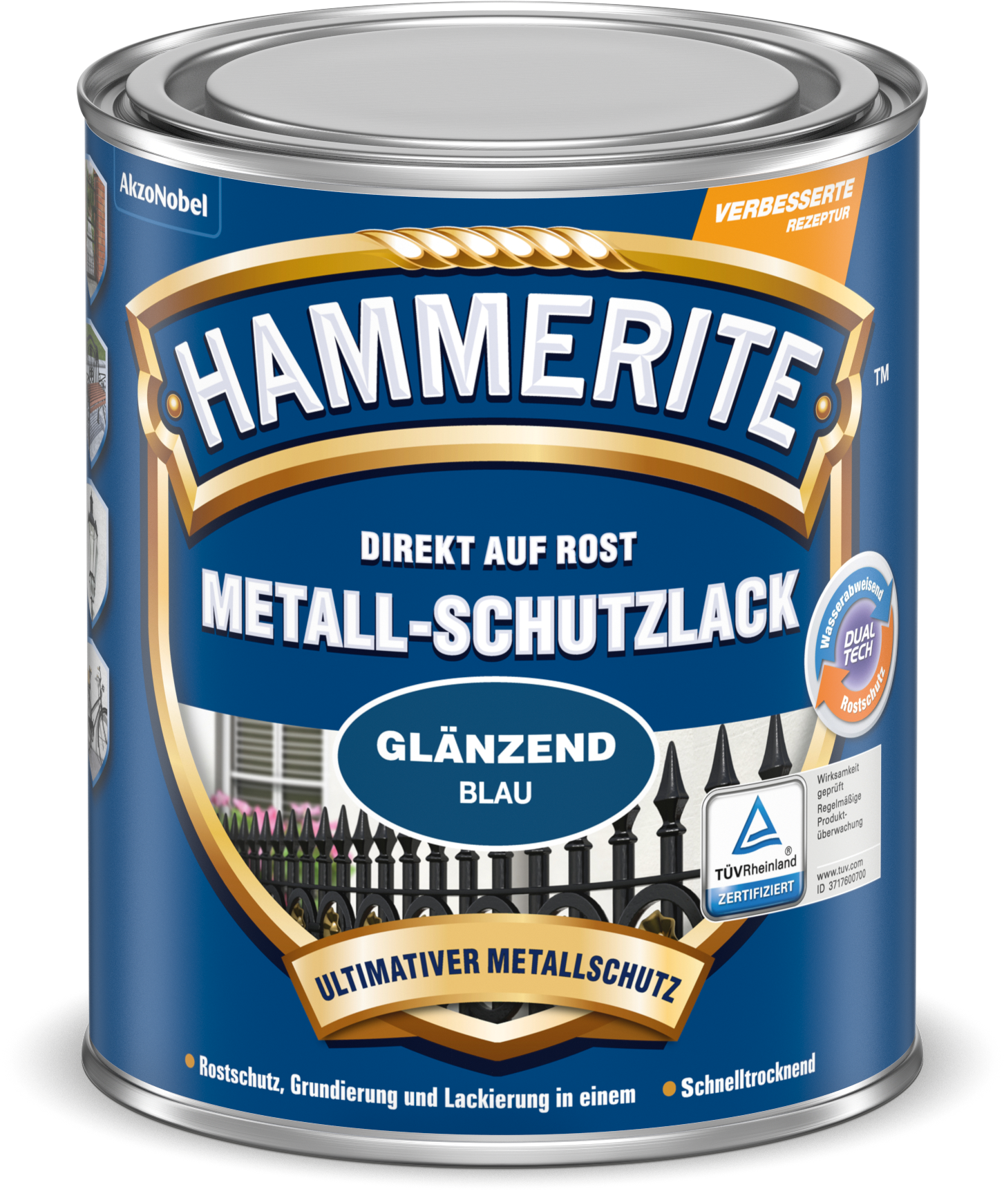 Hammerite Metall-Schutzlack 250ml | Blau glänzend 