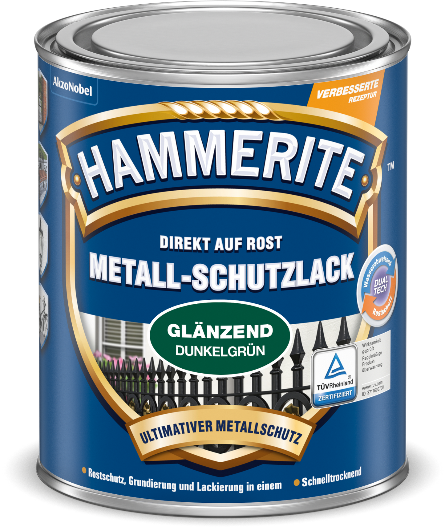 Hammerite Metall-Schutzlack 250ml | Dunkelgrün glänzend