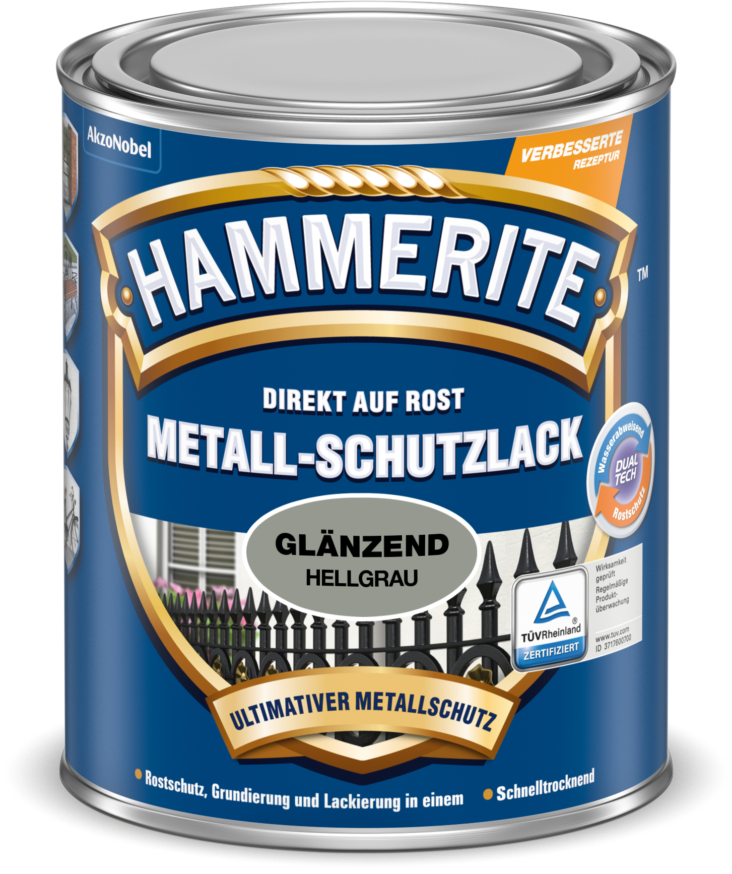 Hammerite Metallschutzlack 250ml | Hellgrau glänzend