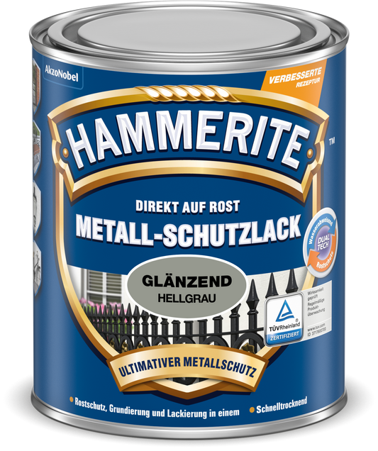 Hammerite Metallschutzlack 750ml | Hellgrau glänzend