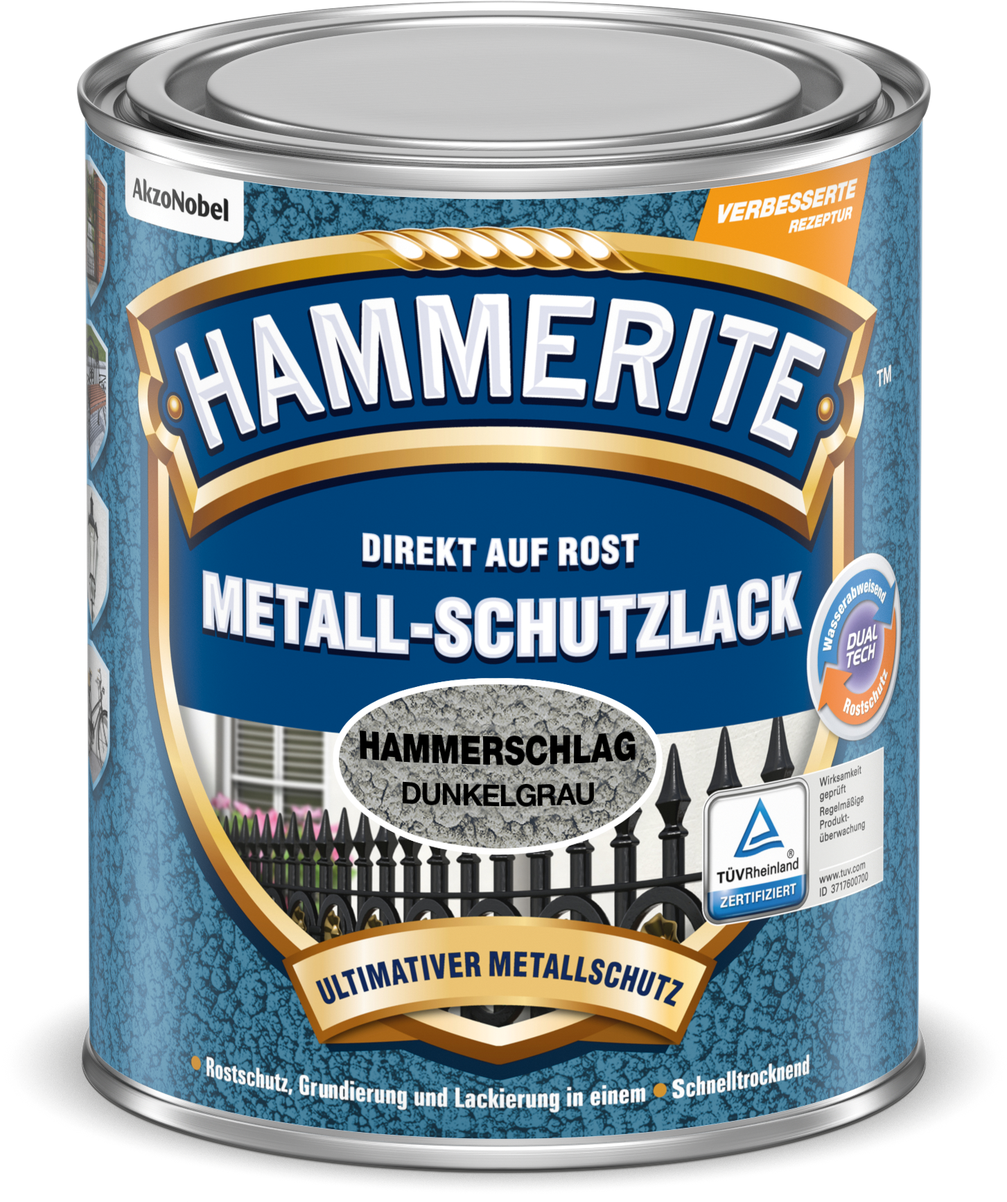 Hammerite Metallschutzlack "Hammerschlag" 250ml | Dunkelgrau