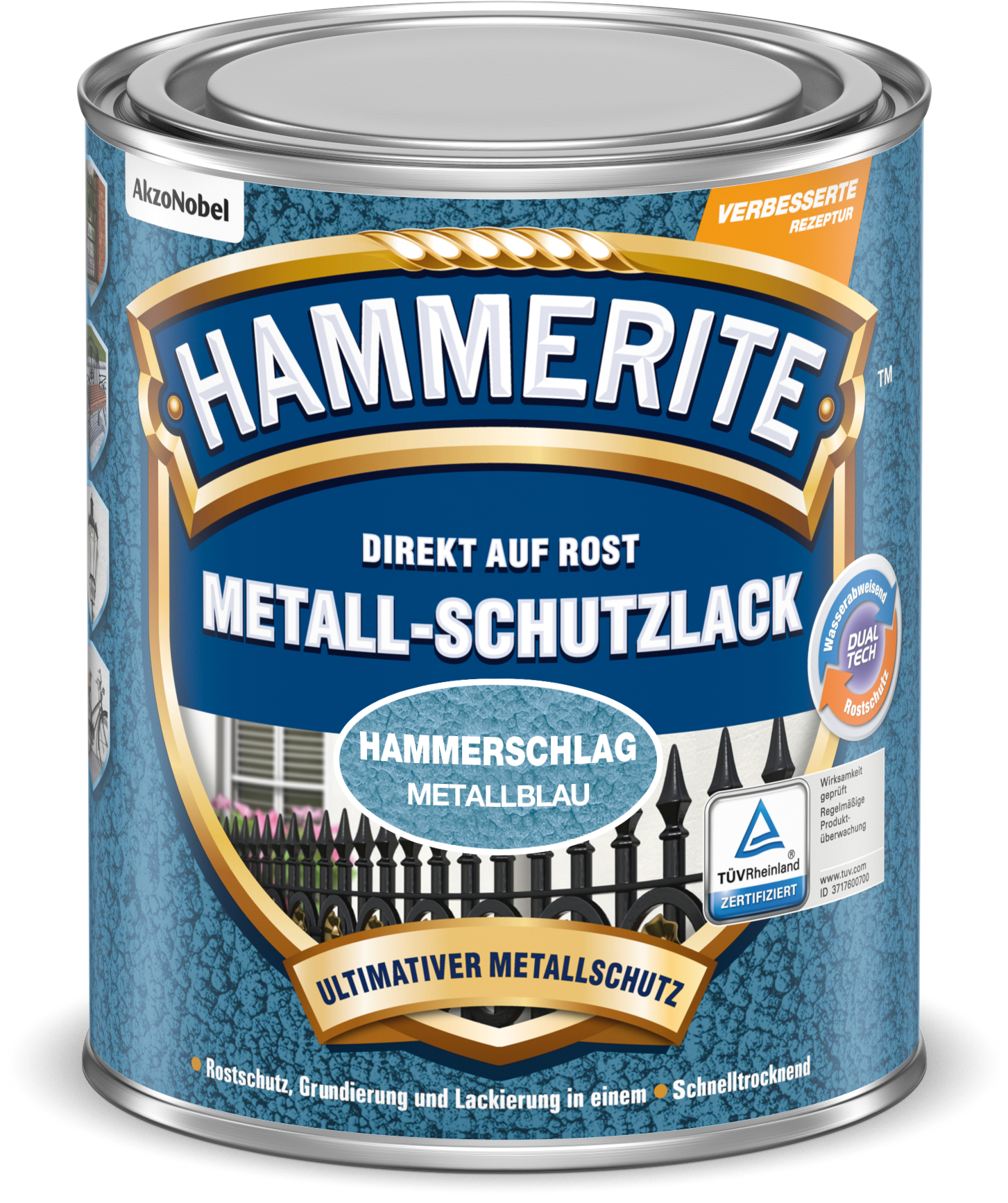 Hammerite Metallschutzlack "Hammerschlag" 250ml | Metallblau
