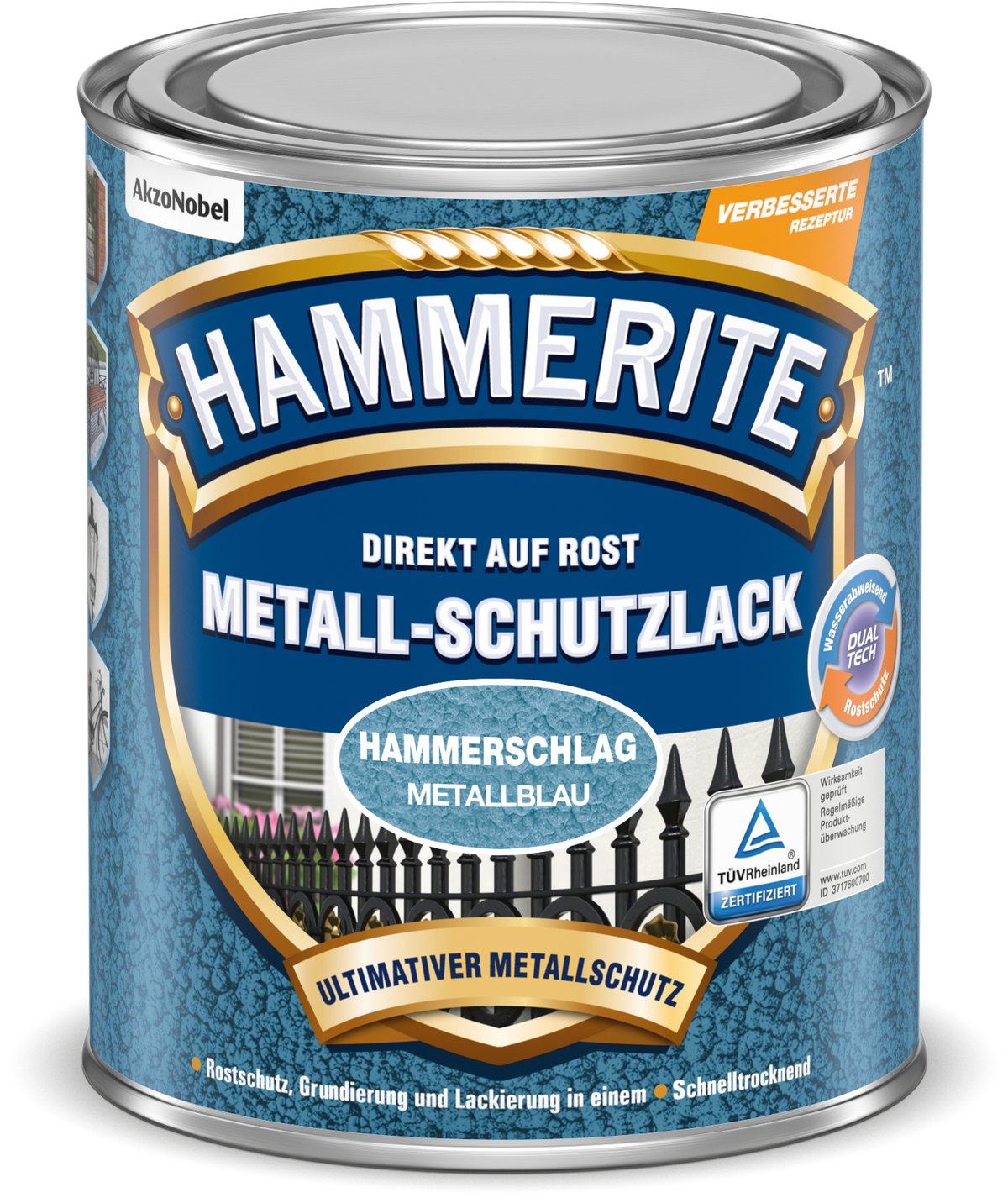 Hammerite Metallschutzlack "Hammerschlag" 250ml | Metallblau