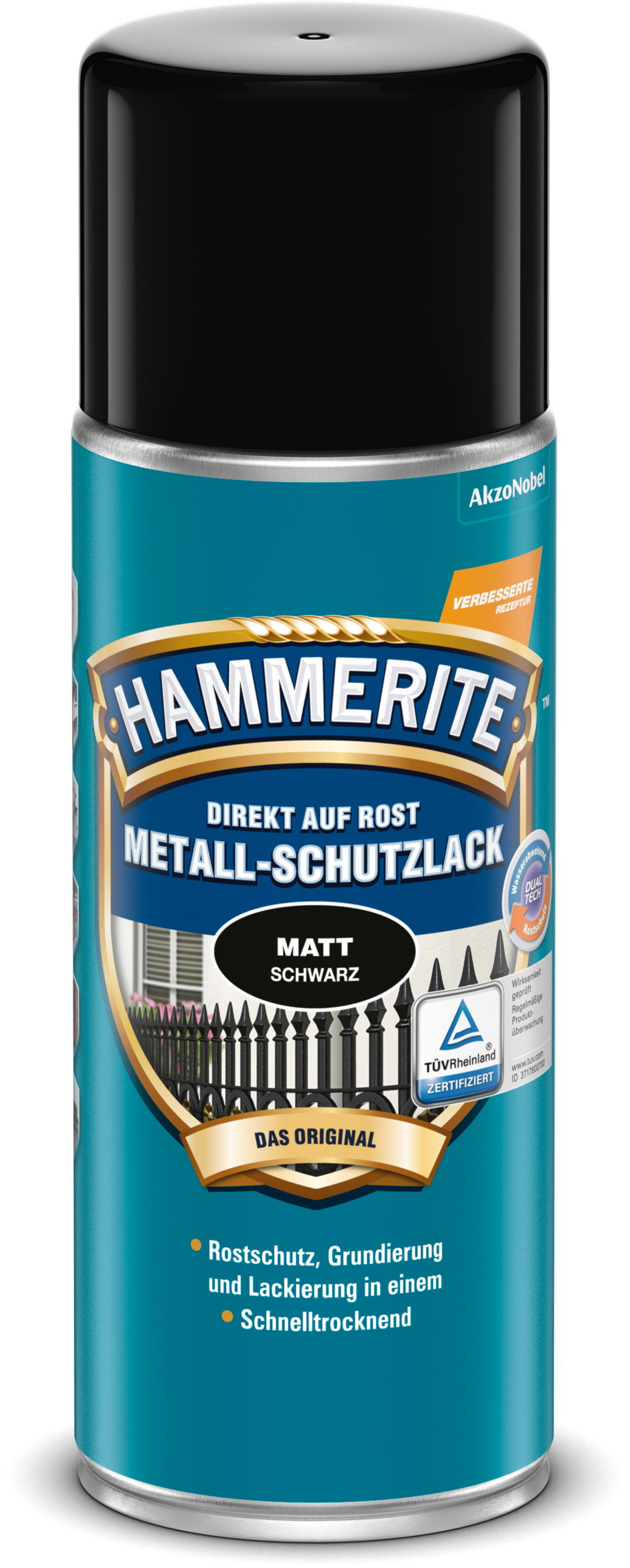 Hammerite Metall-Schutzlack Spraydose 400ml | Matt Schwarz