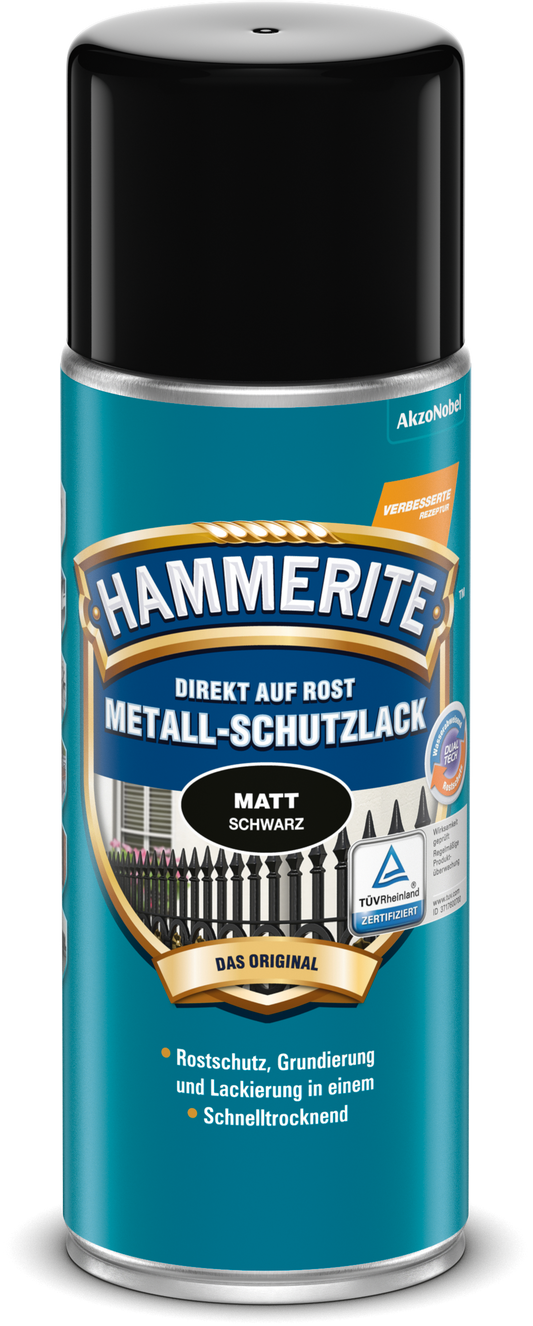 Hammerite Metall-Schutzlack Spraydose 400ml | Matt Schwarz