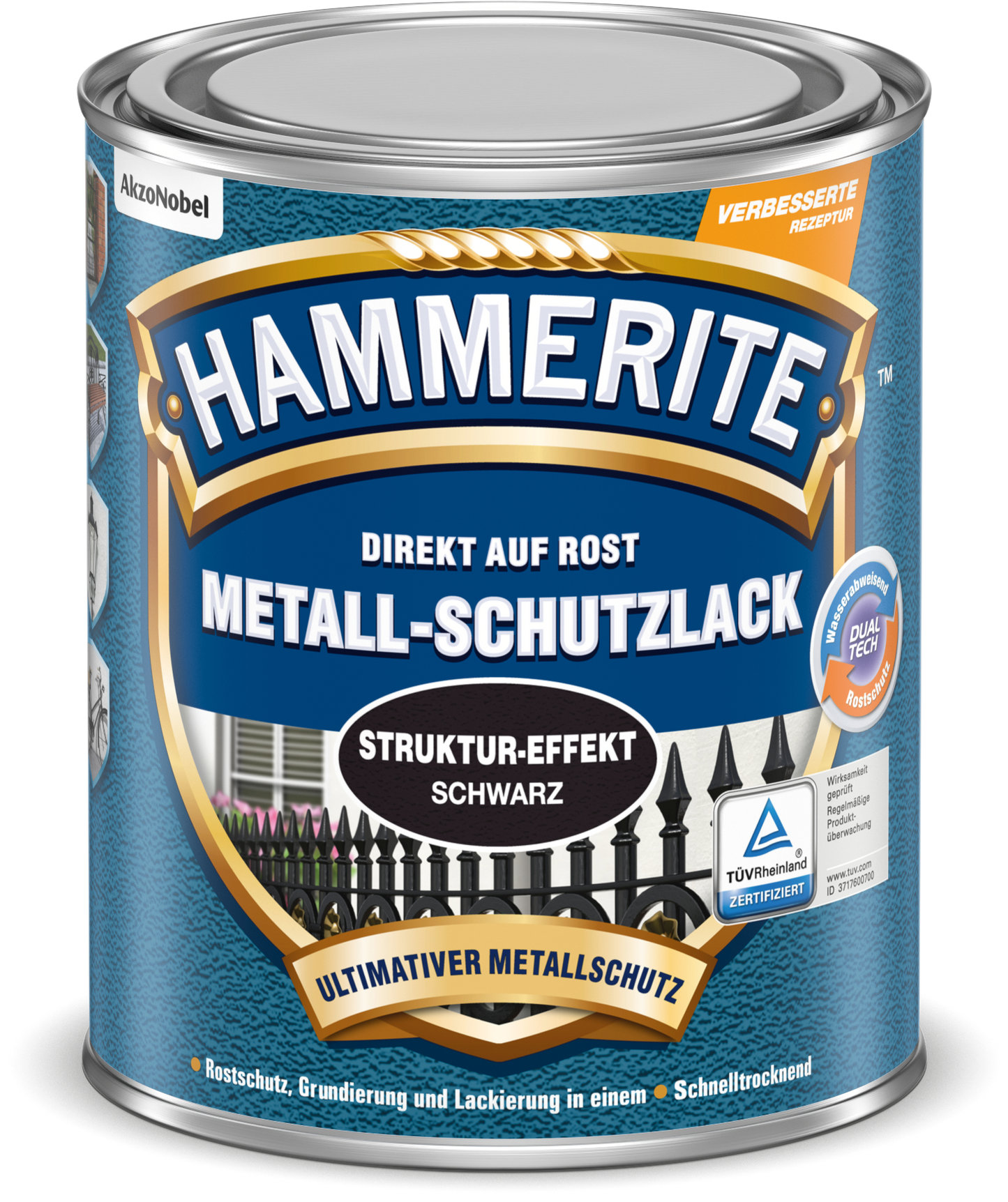 Hammerite Metall-Schutzlack mit Struktur-Effekt 250ml | Schwarz