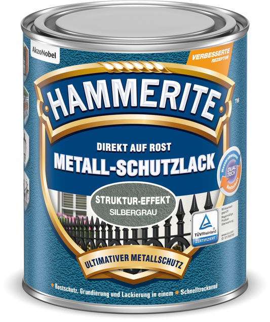 Hammerite Metall-Schutzlack mit Struktur-Effekt 250ml | Silbergrau
