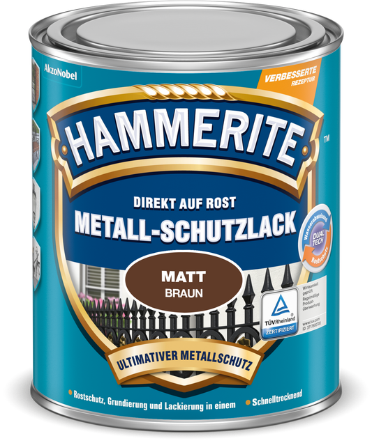 Hammerite Metall-Schutzlack 250ml | Matt Braun