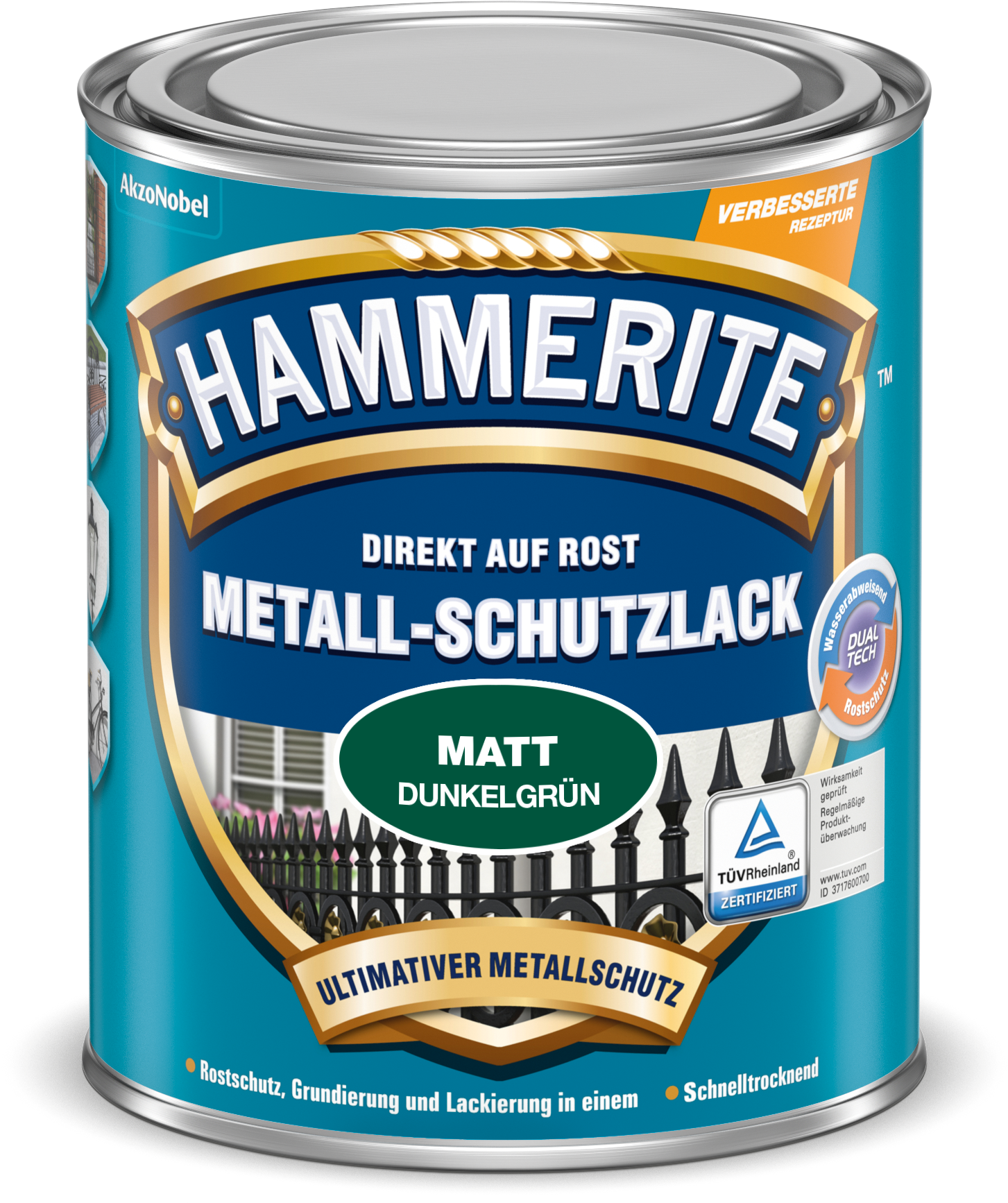 Hammerite Metall-Schutzlack 250ml | Matt Dunkelgruen