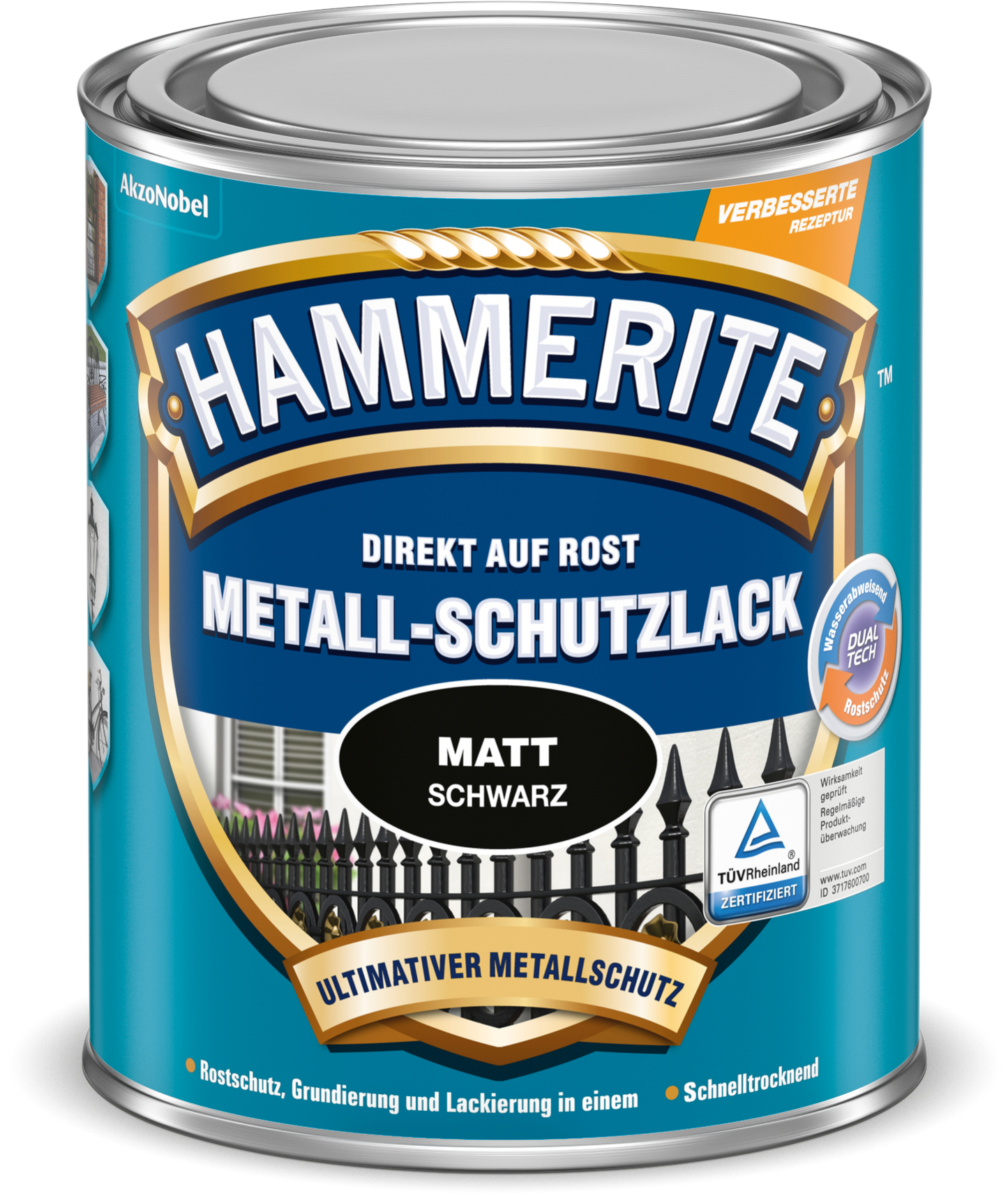 Hammerite Metall-Schutzlack 250ml | Matt Schwarz