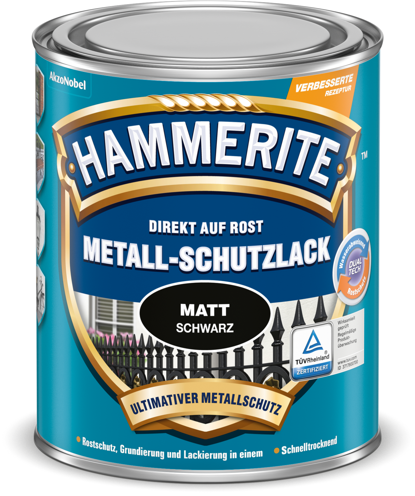 Hammerite Metall-Schutzlack 250ml | Matt Schwarz