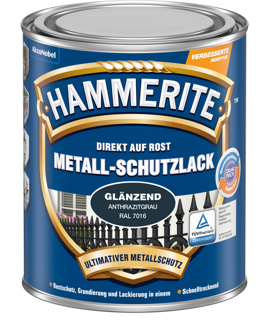 Hammerite Metallschutzlack 250ml | Anthrazitgrau glänzend