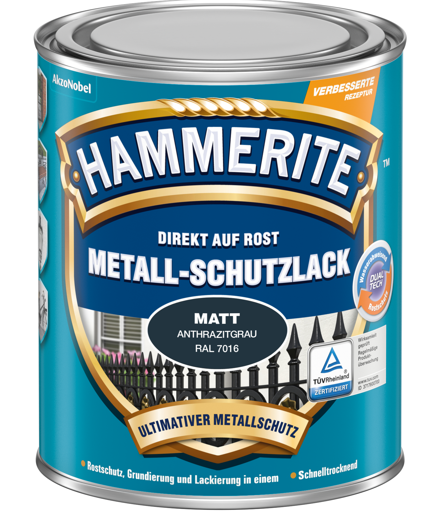 Hammerite Metallschutzlack 250ml | Matt Anthrazitgrau