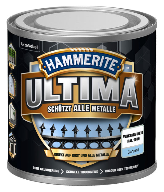 Hammerite Metall-Schutzlack ULTIMA 250ml | Verkehrsweiß RAL9016