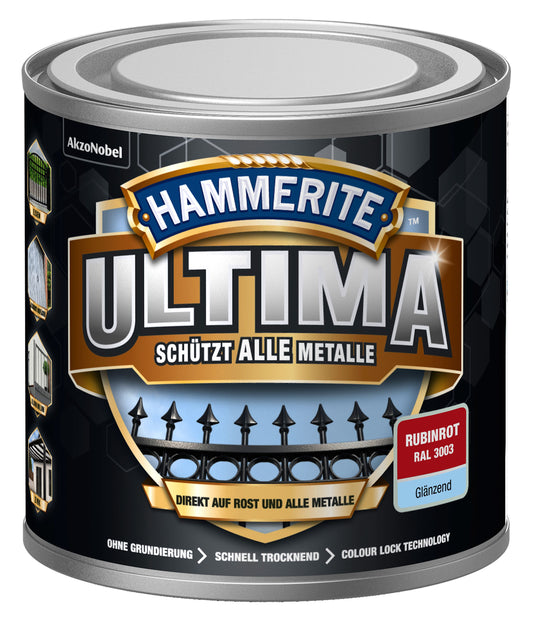 Hammerite Metall-Schutzlack ULTIMA 250ml | Rubinrot RAL3003
