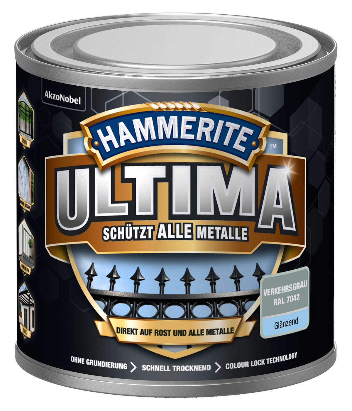 Hammerite Metall-Schutzlack ULTIMA 250ml | Verkehrsgrau RAL7042 