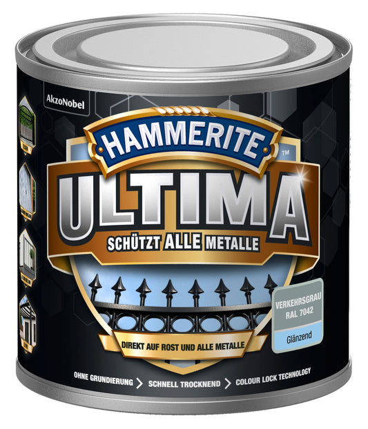 Hammerite Metall-Schutzlack ULTIMA 250ml | Verkehrsgrau RAL7042 