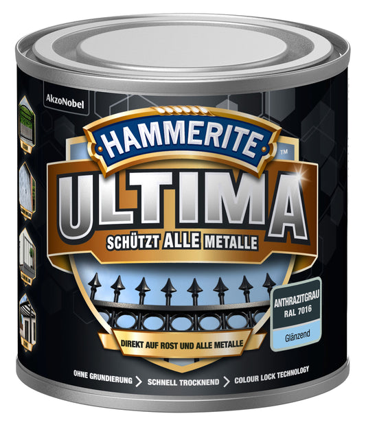 Hammerite Metall-Schutzlack ULTIMA 250ml | Anthrazitgrau RAL7016