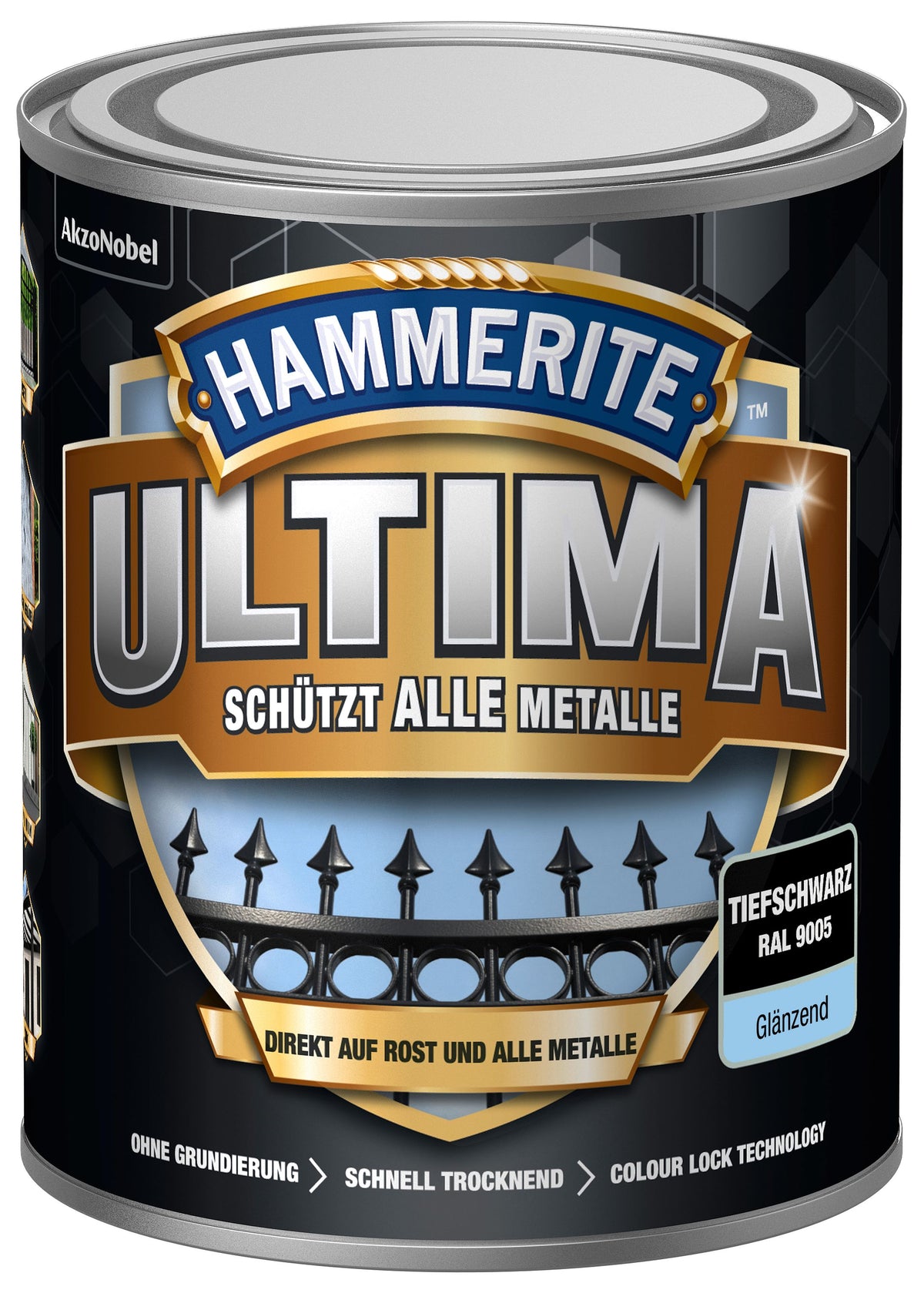 Hammerite Metall-Schutzlack ULTIMA 750ml | Tiefschwarz RAL9005 