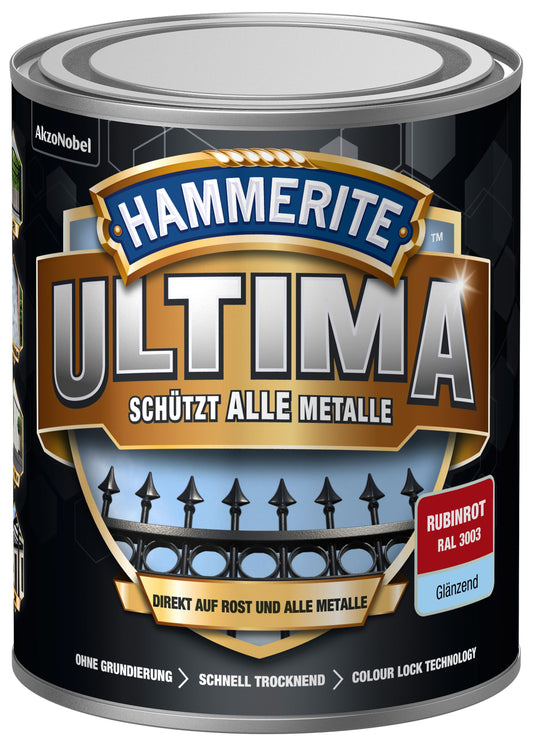 Hammerite Metall-Schutzlack ULTIMA 750ml | Rubinrot RAL3003