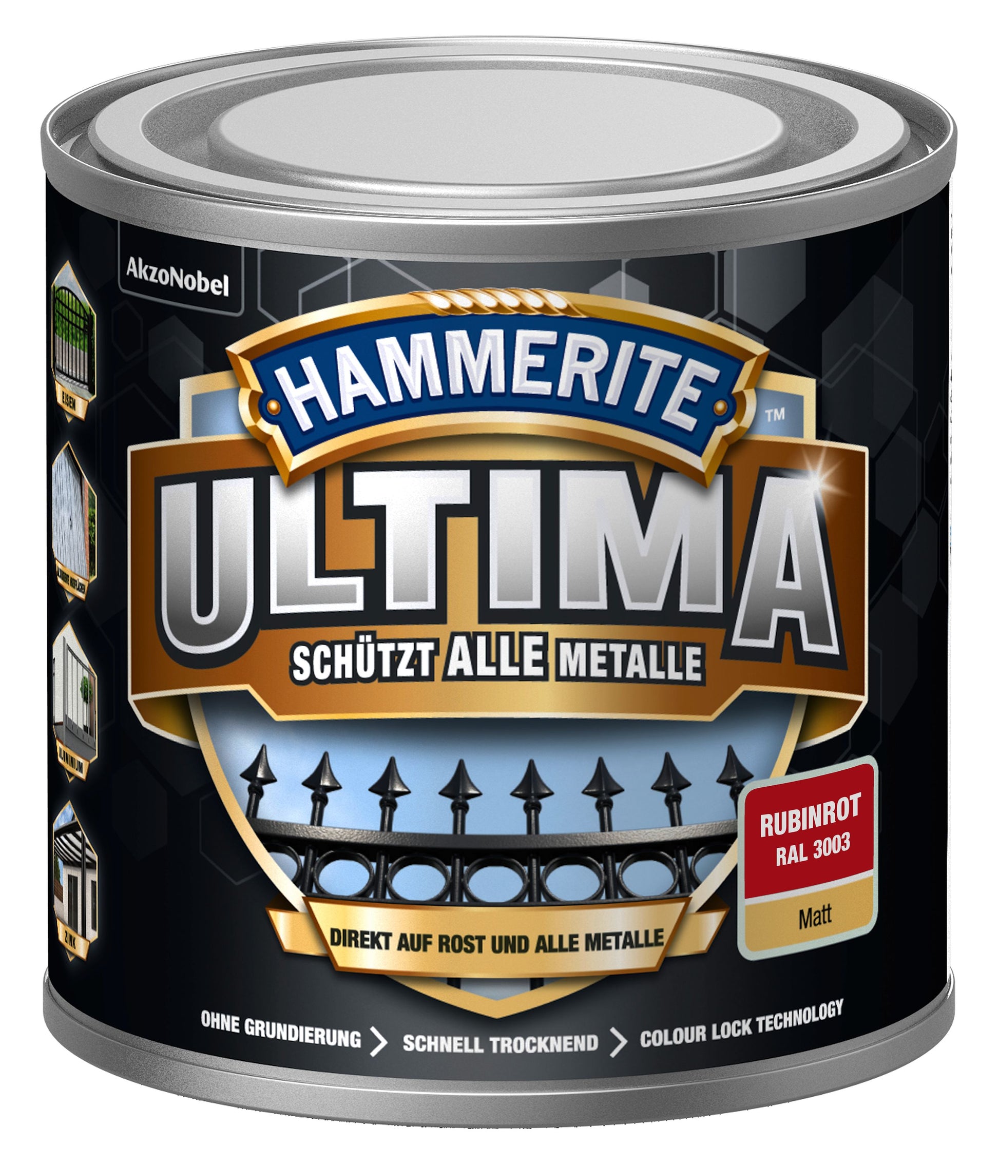 Hammerite Metall-Schutzlack ULTIMA Matt 250ml | Rubinrot RAL3003 