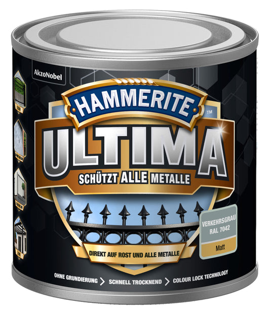 Hammerite Metall-Schutzlack ULTIMA Matt 250ml | Verkehrsgrau RAL704