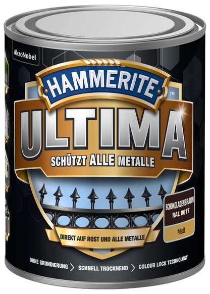 Hammerite Metall-Schutzlack ULTIMA Matt 750ml | Schokoladenbraun RAL8017