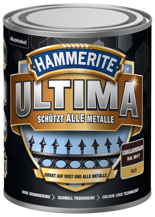 Hammerite Metall-Schutzlack ULTIMA Matt 750ml | Schokoladenbraun RAL8017
