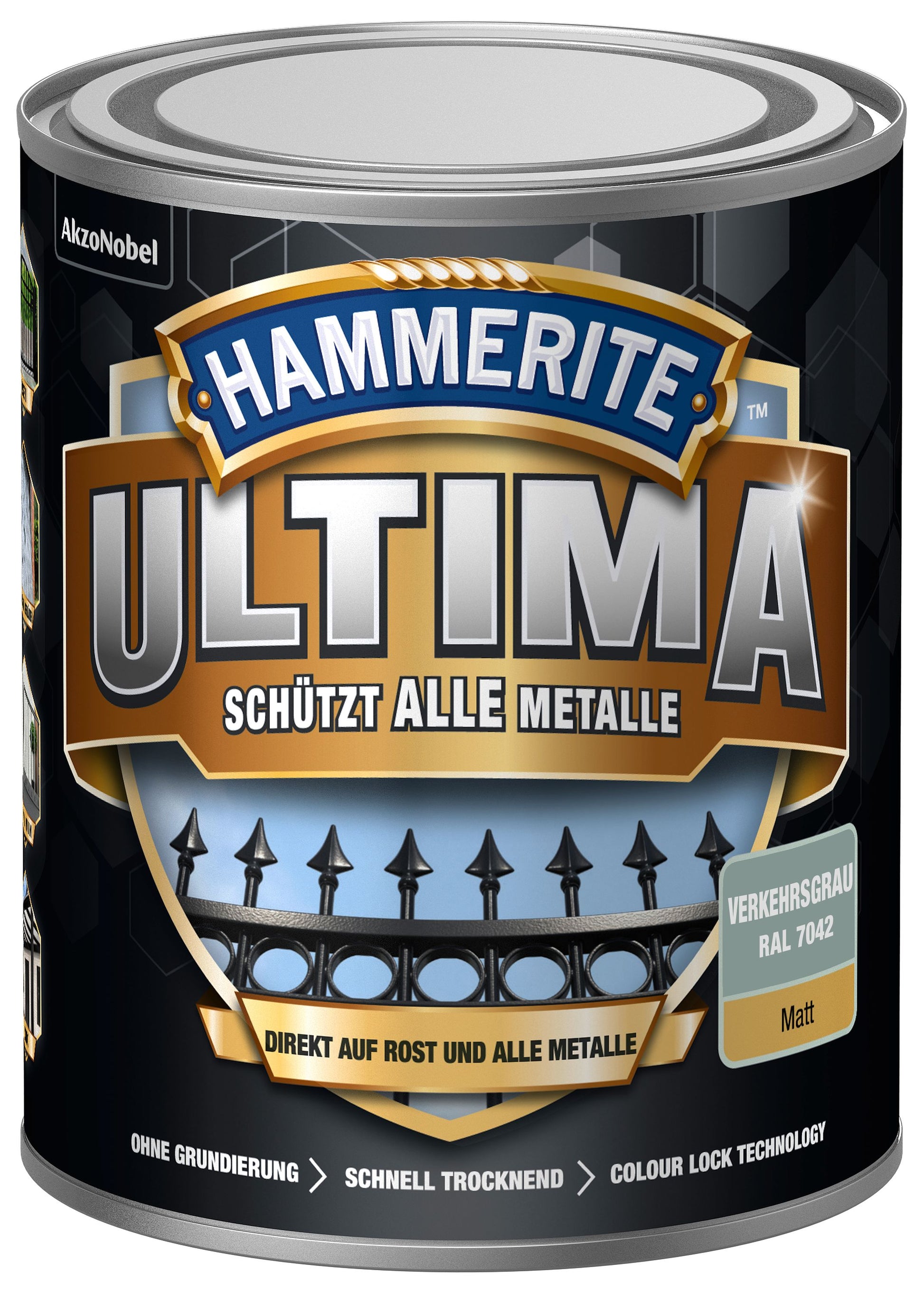 Hammerite Metall-Schutzlack ULTIMA Matt 750ml | Verkehrsgrau RAL7042 