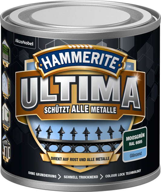 Hammerite Metall-Schutzlack ULTIMA 250ml | Moosgrün RAL6005