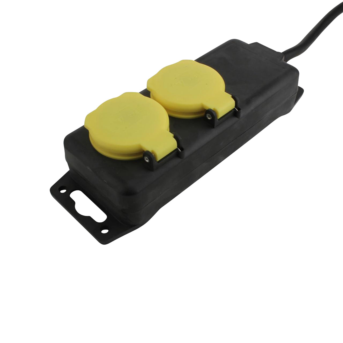 FR-Tischsteckd.,IP44,2f, 1,4m H07RN-F3G1,5mm2, sw/gelb