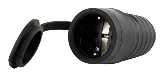 Schutzkontakt-Kupplung mit Deckel | Gummi | IP44