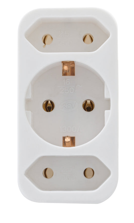 Übergangsstecker | 2+1-fach | Weiß