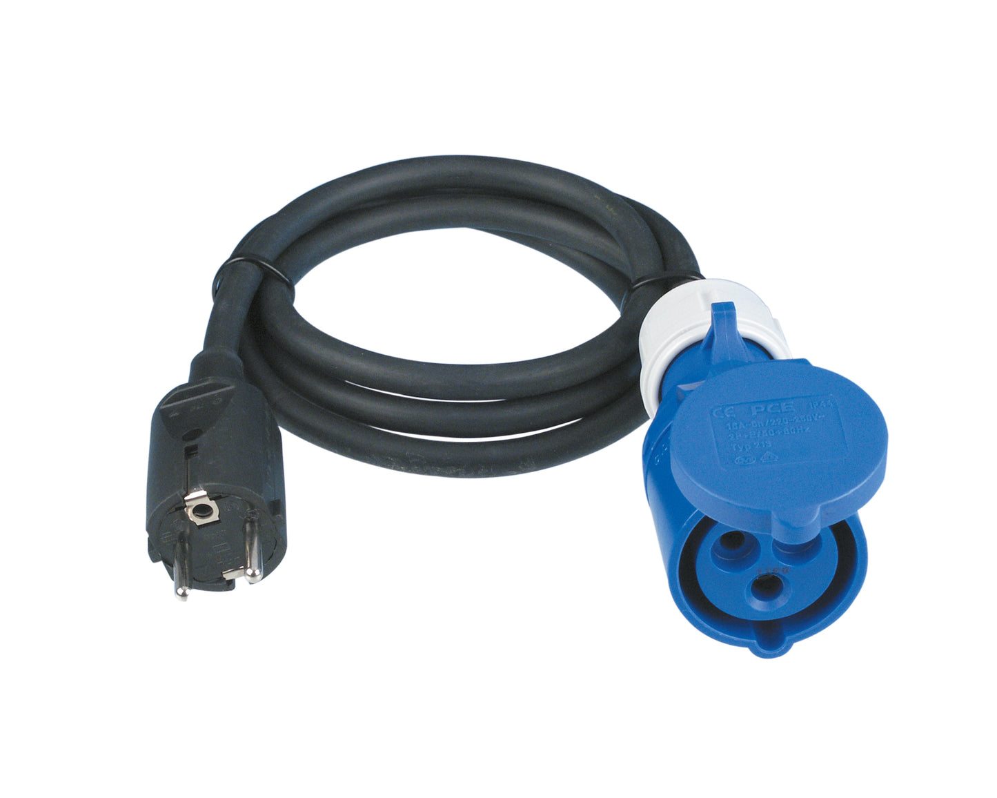 REV Caravan Adapter | Schutzkontaktstecker und CEE-Kupplung | IP44 | 1,5m | 3500W | schwarz