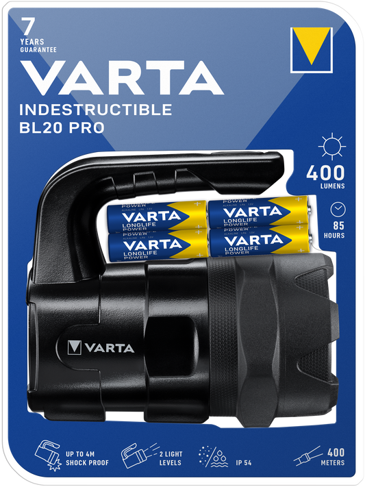 VARTA Indestructible BL20 Pro mit 6AA Batterien