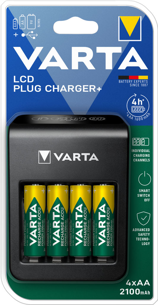 VARTA LCD Plug Charger+ 4x AA 56706 2100mAh