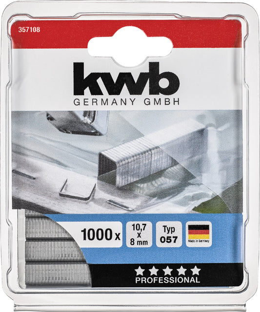 Klammern, 10,7 mm x 8 mm, Flachdraht, Stahl, 1000 Stk.