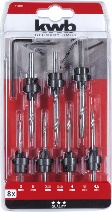 Aufstecksenkbohrer-Satz 8-tlg. 3-6mm