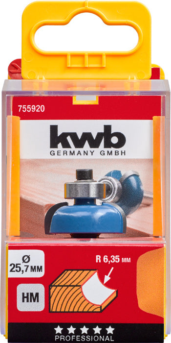Hohlkehlfräser HM, mit Anlaufkugellager