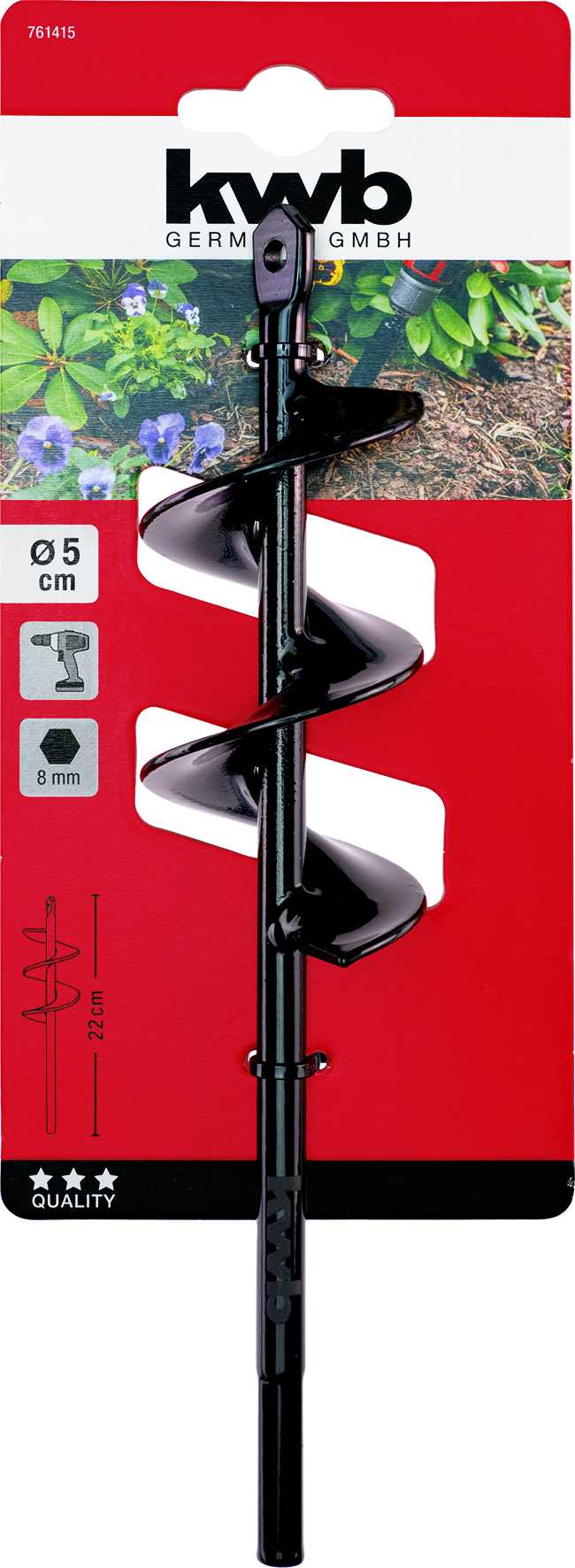 Erdbohrer 5 cm x 22 cm SB