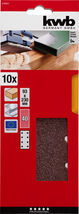 Schleifstreifen 93 x 230 mm, gelocht, K 40