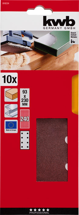 Schleifstreifen KORUND gelocht TypB 93mm K240 Inh:10