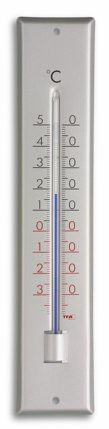 TFA Dostmann Analoges Innen-Außen-Thermometer aus Aluminium 12.2041.54 silb Alu/silber BL-10TFA