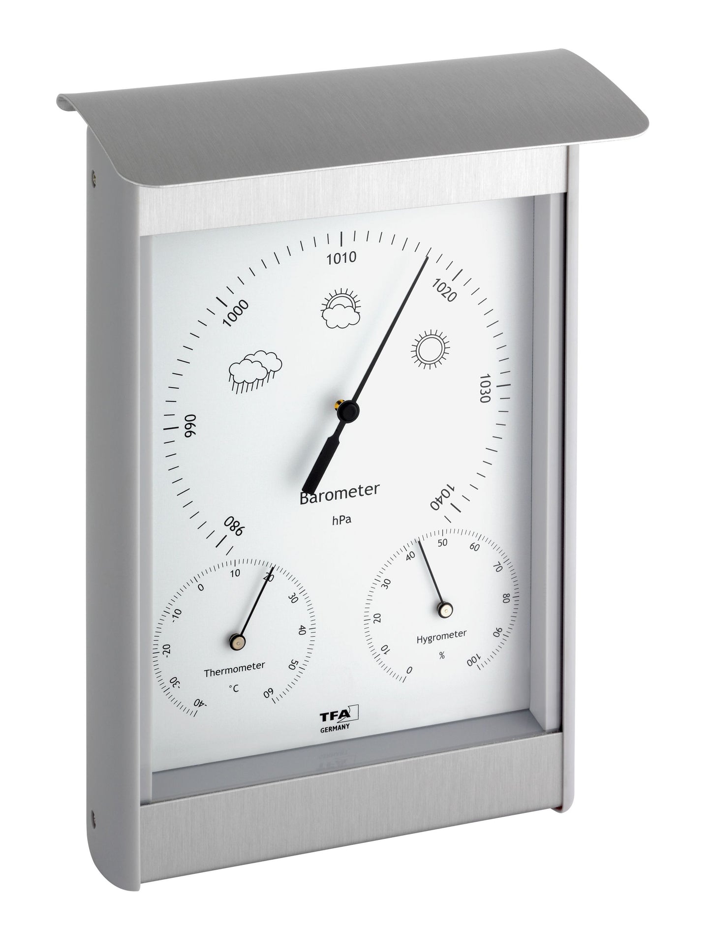 TFA Dostmann <lf/>Analoge Außenwetterstation aus Aluminium 20.2045 silber 215 x 145 x 70 mm, 500 g