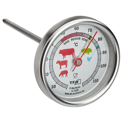 TFA Dostmann <lf/>Analoges Bratenthermometer aus Edelstahl 14.1028 silber Edelstahl, Ø 51 x 177 mm