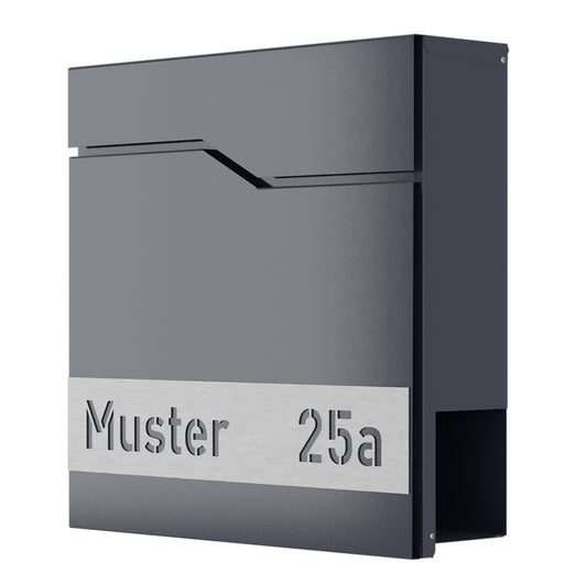 Briefkasten DESIGNline BK2 anthrazit incl. Personalisierung, Softclose, Ver