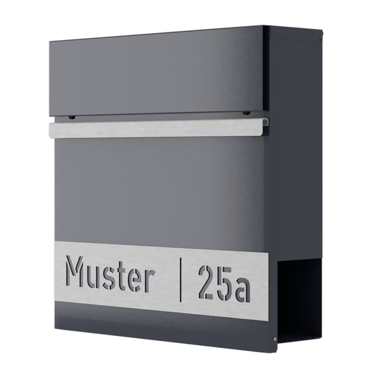 Briefkasten DESIGNline BK3 anthrazit incl. Personalisierung, Softclose, Ver