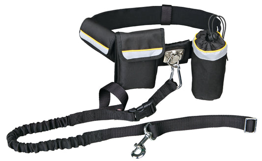 Trixie Bauchgurt mit Leine (Hüftumfang 60-120cm) (Leine 1-1,35m) | schwarz