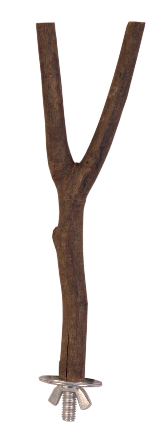 Sitzstange Y~Form, Schraubbefestigung, Rindenholz, 20 cm/ø 15 mm